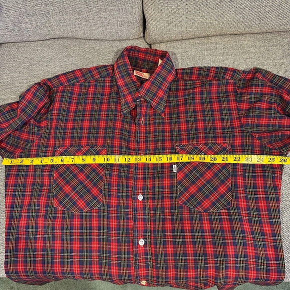 VINTAGE Levi's Button Up Shirt Western Style Pockets, Red Plaid | XL - Picture 8 of 8